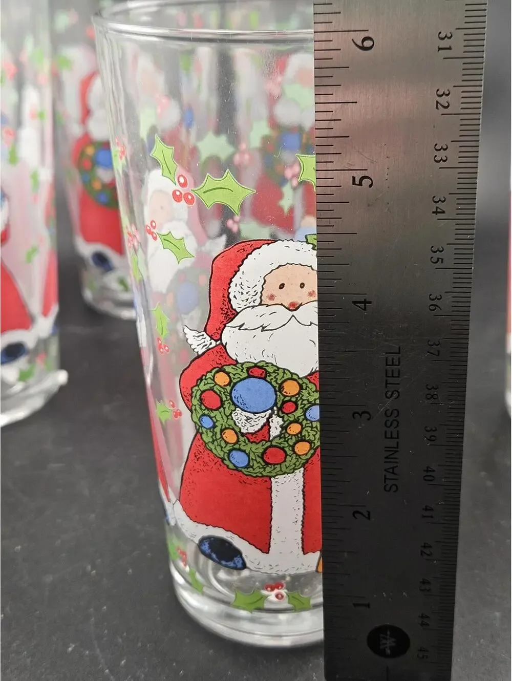 Vintage Christmas Santa Claus Tumblers Set of 6 KIG Glass Indonesia